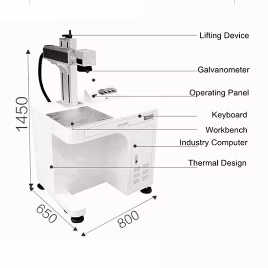 50W Portable Couleur Bijoux Fibre Laser Marquage Machine Gravure CNC pour Métal Coupe Plastique Logo 3D Chaîne en Or Plaque d'immatriculation Galvo YAG Subsurface Impression